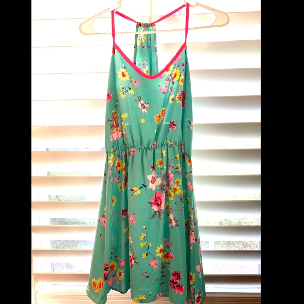 Strappy floral mint dress